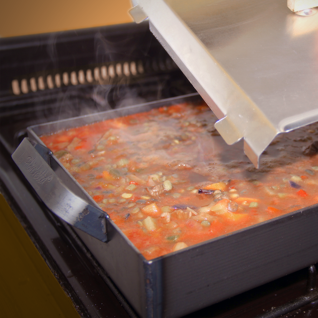 guiso de lentejas en la planchetta de 1 hornalla