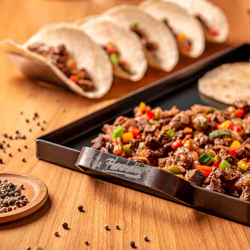 fajitas en la planchetta de 2 hornallas