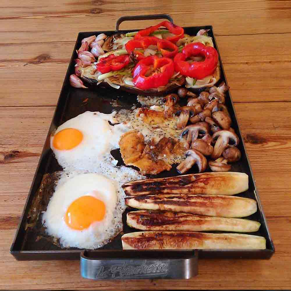 planchetta de 2 hornallas con comida