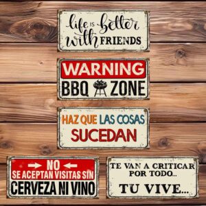 set de 5 carteles y chapas decorativas retro vintage onda quincho
