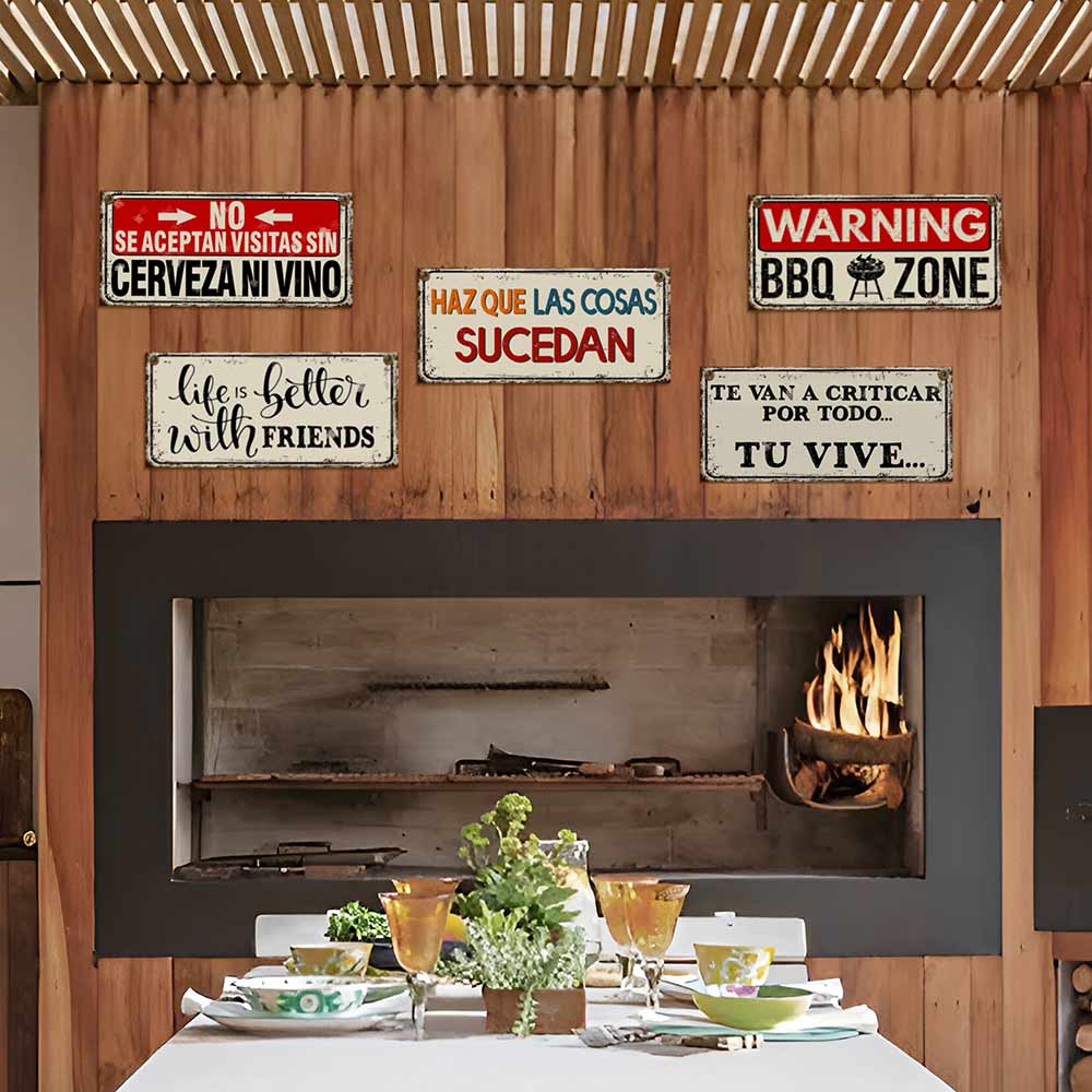 carteles y chapas decorativas retro vintage para onda quincho