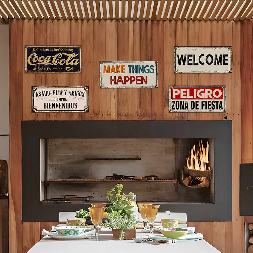 carteles y chapas decorativas retro vintage para onda quincho