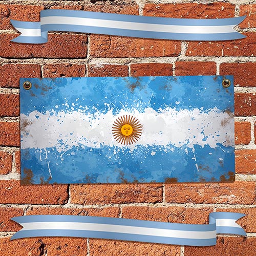 cartel y chapa decorativa retro vintage de la bandera argentina
