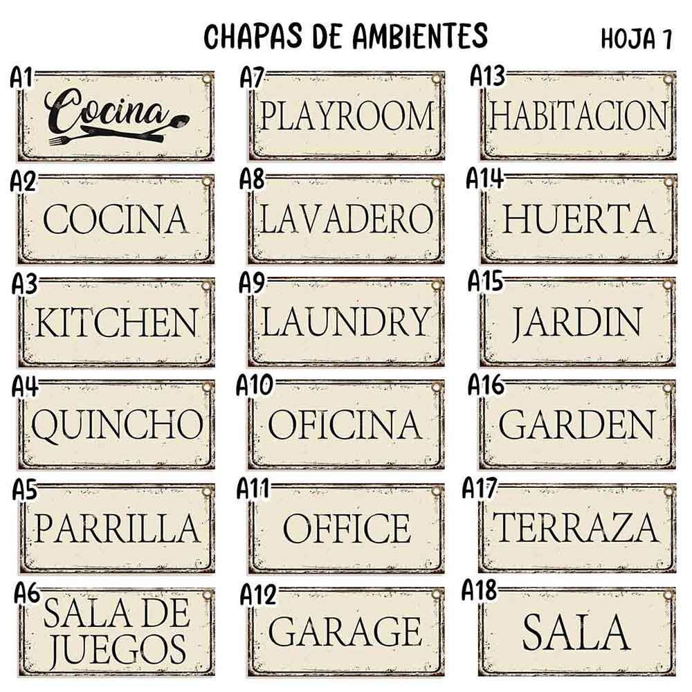 catalogo. carteles y CHAPAS decorativas retro vintage de Ambientes