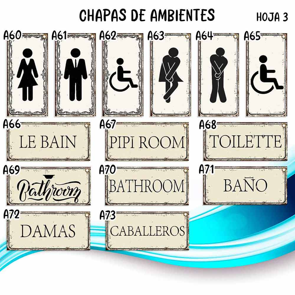 catalogo. carteles y CHAPAS decorativas retro vintage de Ambientes