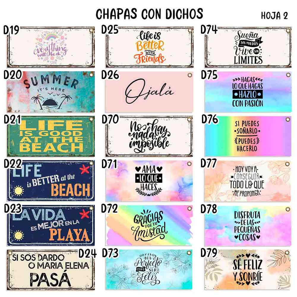 carteles y CHAPAS decorativas retro vintage de dichos y frases