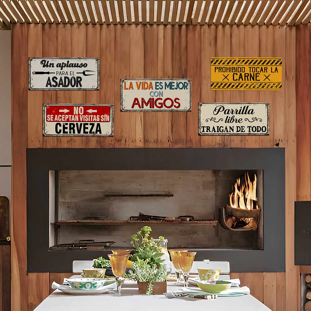 carteles y chapas decorativas retro vintage para onda quincho