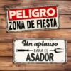 set de 10 carteles y chapas decorativas retro vintage ideales para un quincho