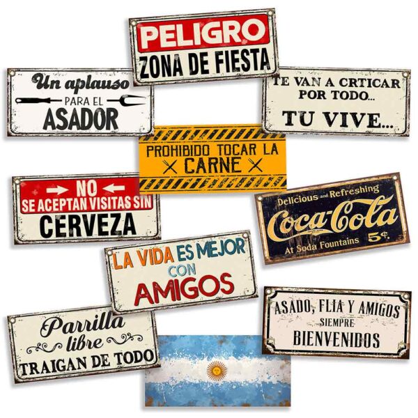 set de 10 chapas decorativas vintage quincho