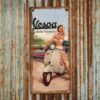 cartel y CHAPA decorativa retro vintage de motos vespa