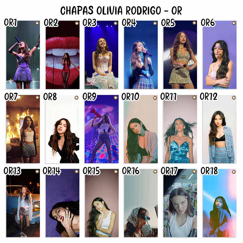 chapas decorativas de olivia rodrigo. catalogo