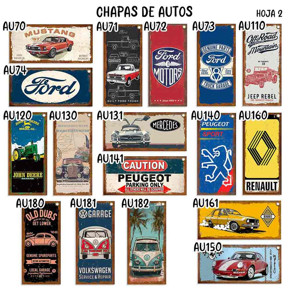 catalogo, carteles y CHAPAS decorativas retro vintage de AUTOS