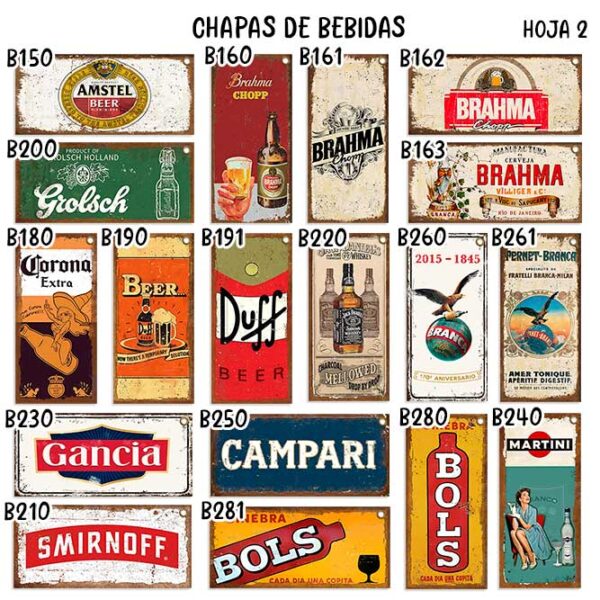 carteles y CHAPAS decorativas retro vintage decorativas de bebidas. catalogo