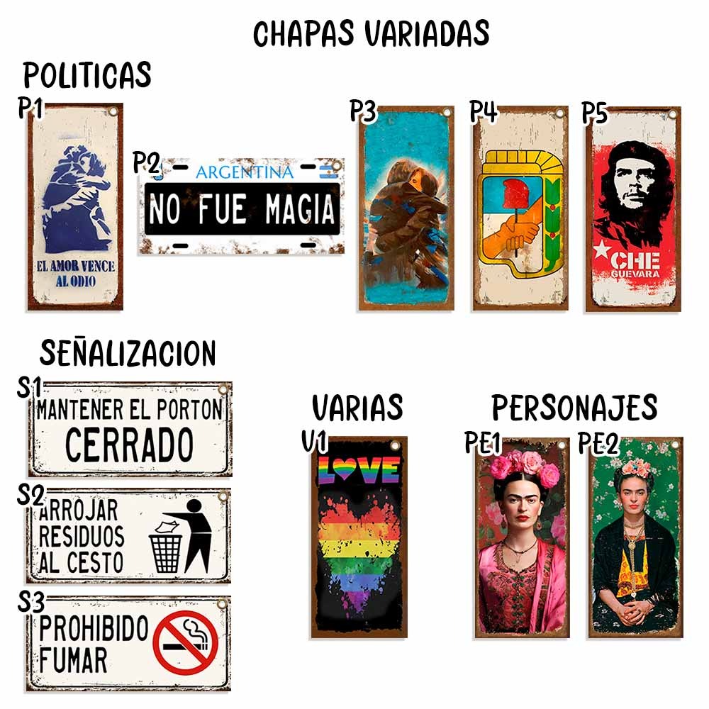 carteles y chapas decorativas retro vintage variadas