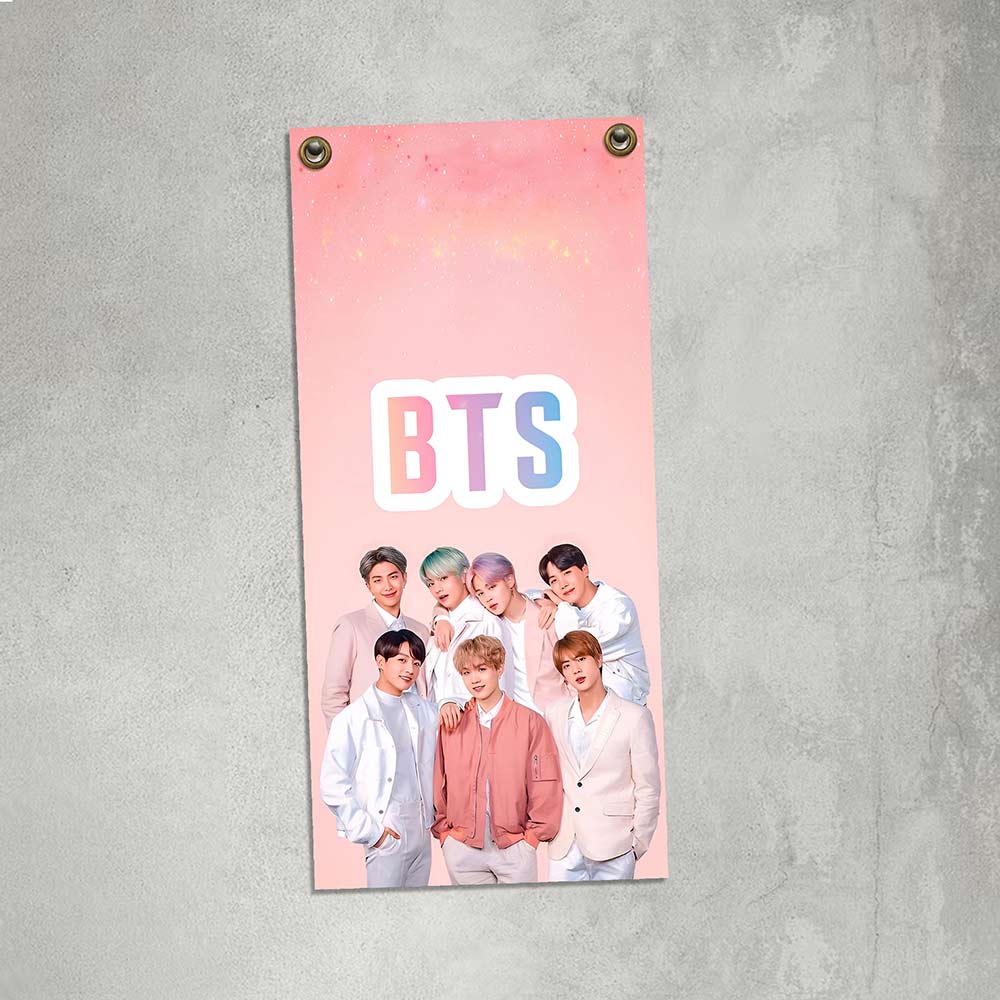 cartel y chapa decorativa del grupo musical coreano bts