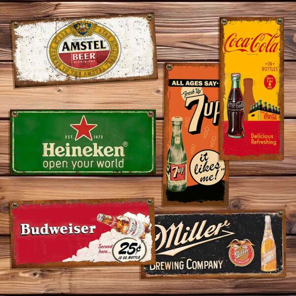 carteles y CHAPAS decorativas retro vintage de bebidas