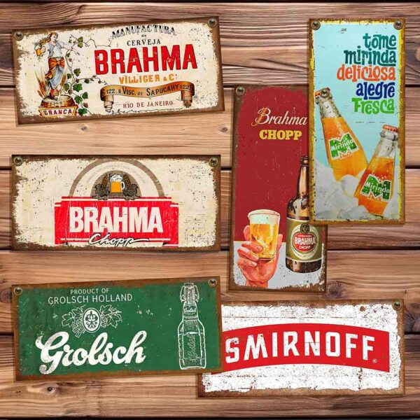 carteles y CHAPAS decorativas retro vintage de bebidas
