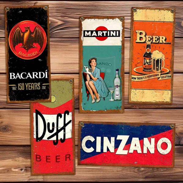 carteles y CHAPAS decorativas retro vintage de bebidas
