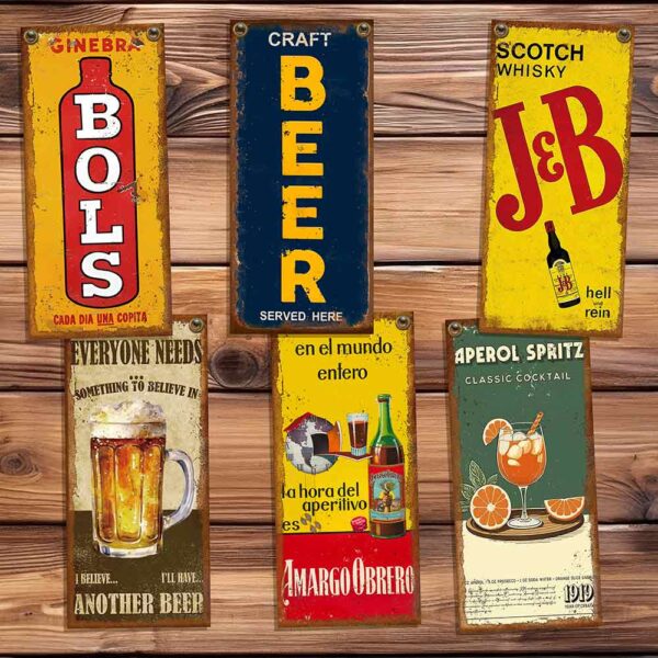 carteles y CHAPAS decorativas retro vintage de bebidas