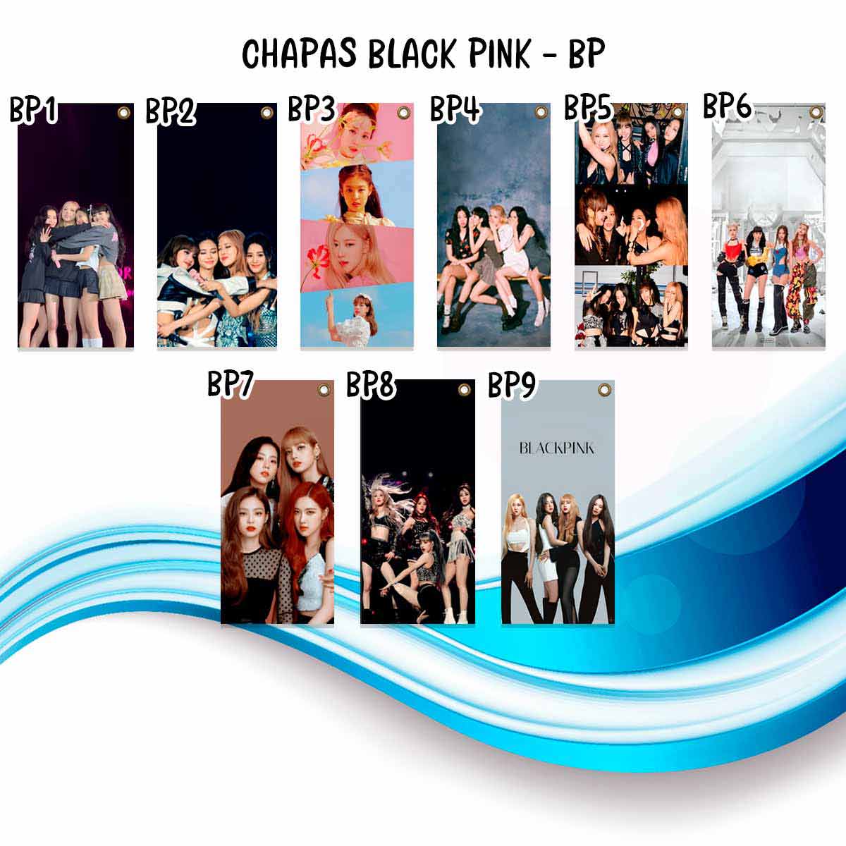 carteles y chapas decorativas de black pink, grupo musical coreano. catalogo