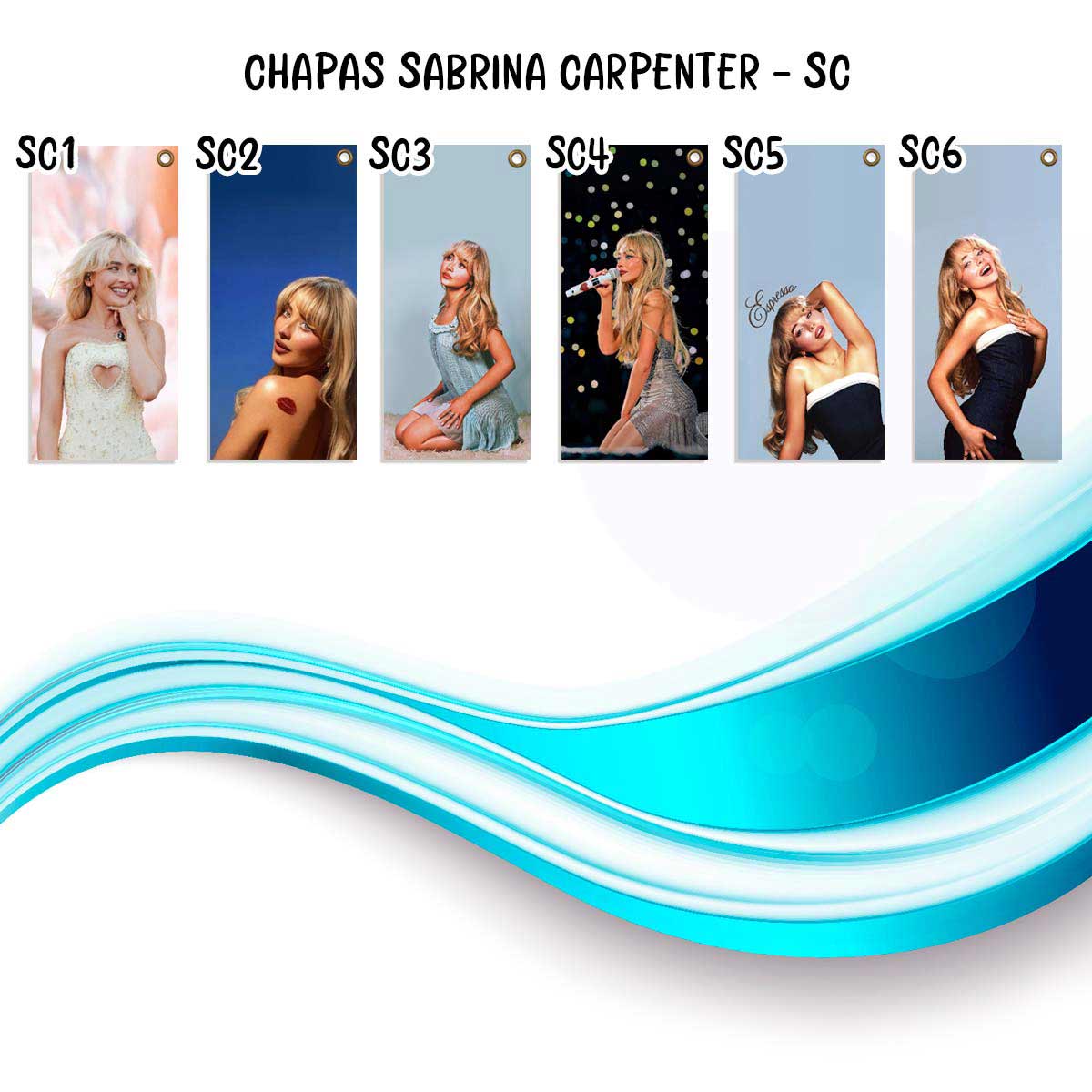 carteles y chapas decorativas de sabrina carpenter. catalogo
