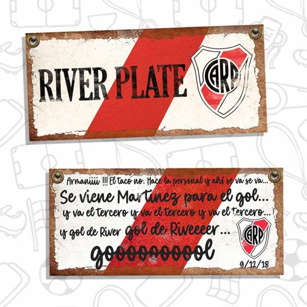 cartel chapa decorativa retro vintage de river plate y relato de la atajada de armano