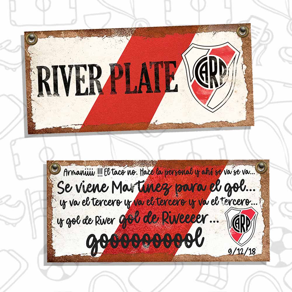cartel chapa decorativa retro vintage de river plate y relato de la atajada de armano cartel chapa decorativa retro vintage de river plate y relato de la atajada de armano