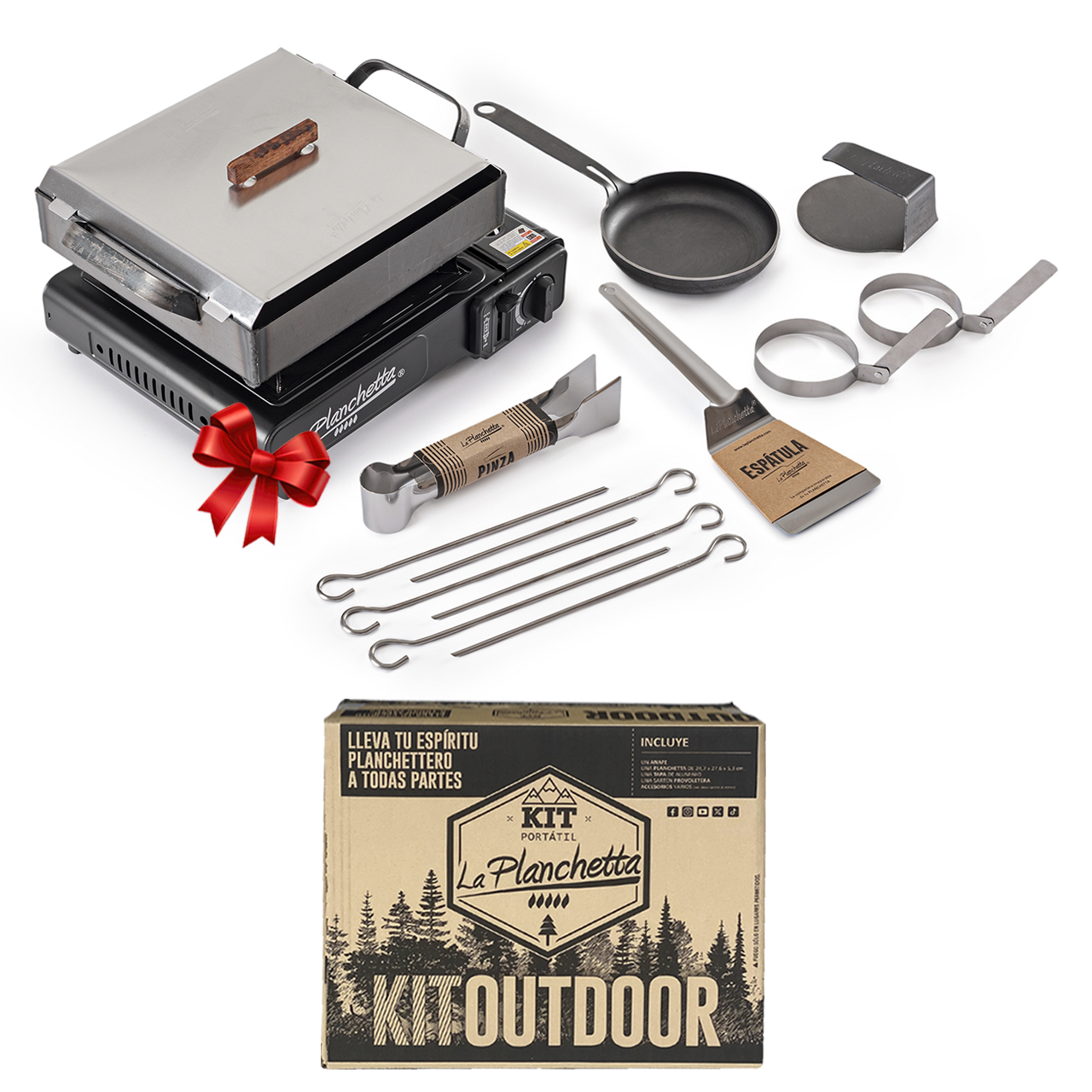 Kit outdoor marca la planchettaproboletera, Pinchos, moldes para huevos, smasher y pinza!
