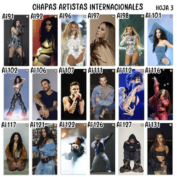 chapas de artistas internacionales