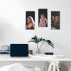 carteles y chapas decorativas de taylor swift colgadas en la pared de un escritorio