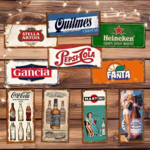 Chapas decorativas retro vontage. Modelos: Quilmes, Stella Artois, Heineken, Pepsi Cola, Gancia, Fanta, Coca cola, Jack Daniels, Martini, Budweiser