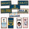 Set de 10 carteles y chapas retro vintage de Boca Juniors, mundiales, messi, maradona y mundial 78