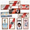 set de 10 carteles y chapas decorativas retro vintage de river plate, 3 mundiales, messi, maradona y mundial 78