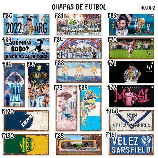 carteles y CHAPAS retro vintage decorativas de futbol. catalogo