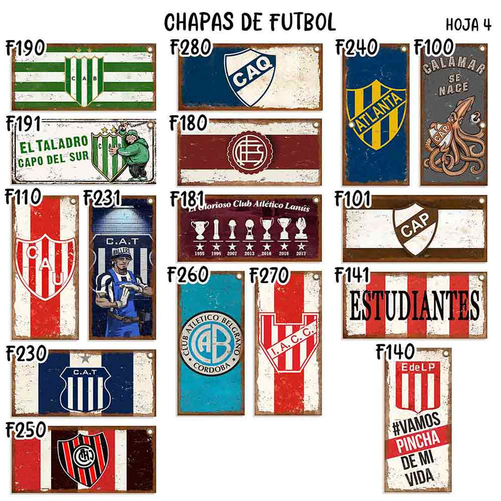 carteles y CHAPAS retro vintage decorativas de futbol. catalogo