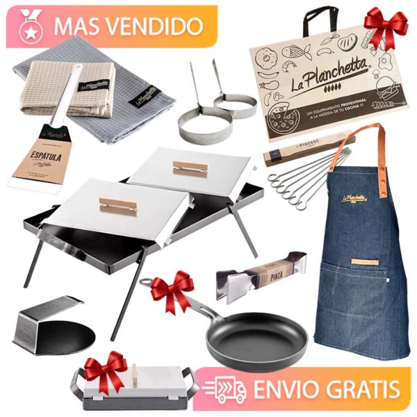 Combo de La Planchetta con provoletera, mini planchetita y bolsa de tela de regalo
