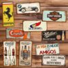 set de 10 carteles y chapas decorativas retro vintage de amistad, bebidas, motos, y autos.