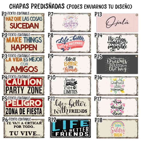 Catalogo de chapas retro estilo vintage para souvenires