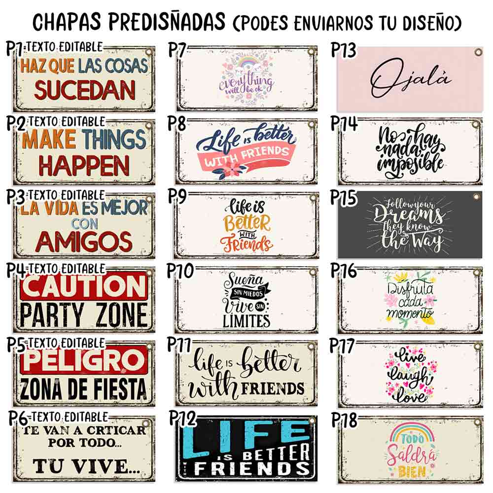 Catalogo de chapas retro estilo vintage para souvenires