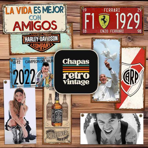 venta mayorista. pack de chapas decorativas retro vintage con envio gratis.