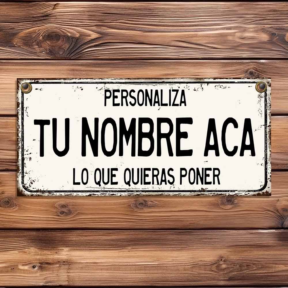 cartel CHAPA DECORATIVA PERSONALIZADA ESTILO VINTAGE! Modelo fondo beige