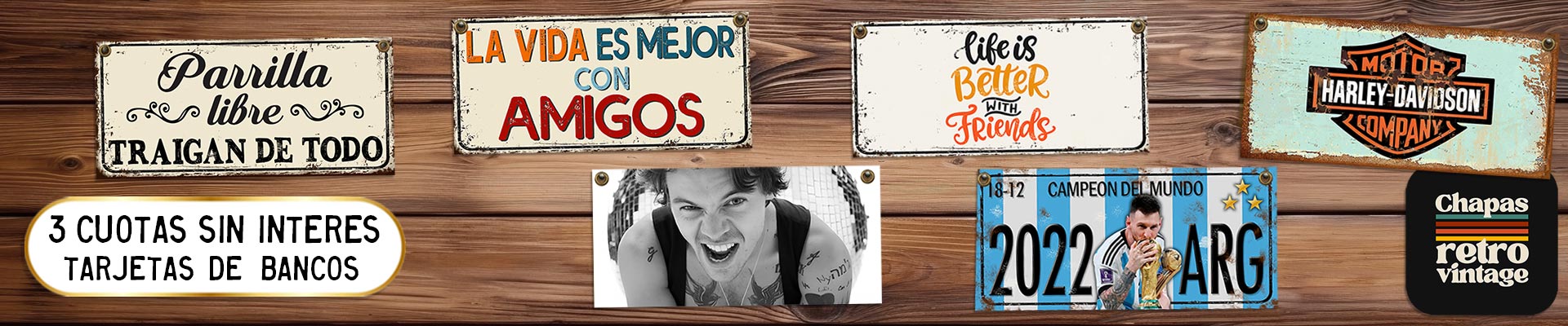 BANNER PRINCIPAL CON PROMOCIONES bancarias chapas retro